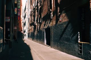 A sunlit alleyway in Little Bourke Street in Chinatown.